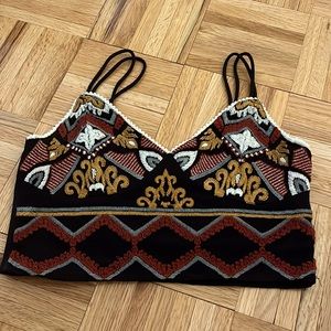 Zara Embroidered Knit Crop Top Size L / M